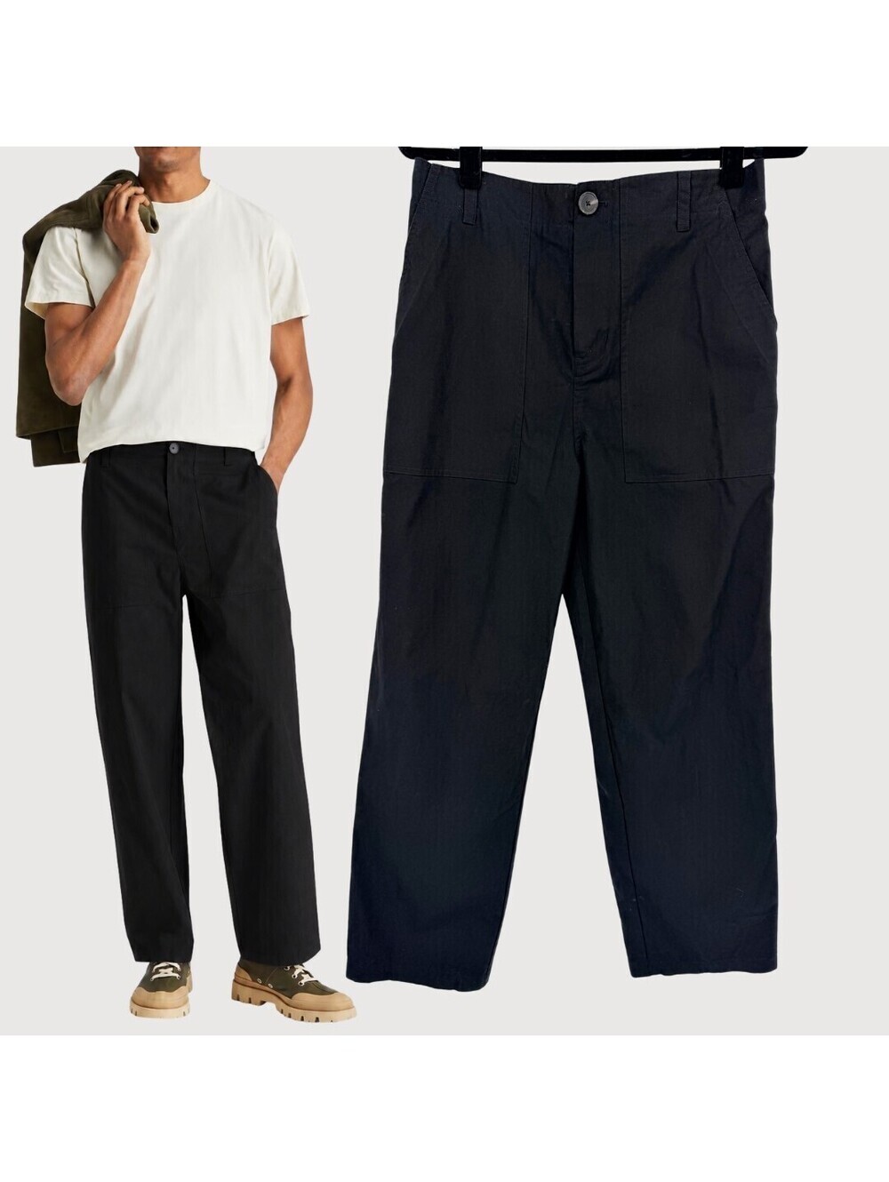 Frame Traveler Cotton Canvas Utility Pants Black Medium